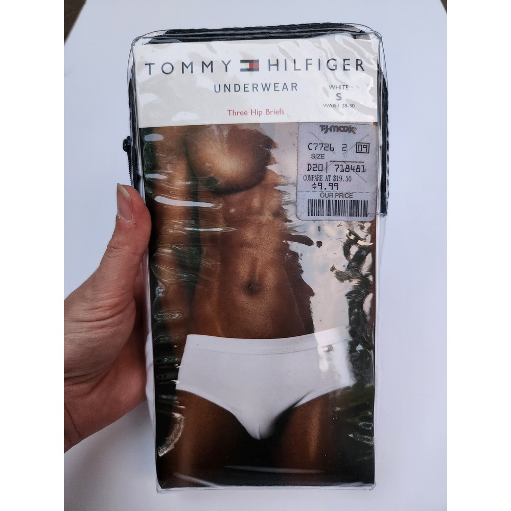 Tommy Hilfiger Hip Briefs White 3-Pack Low Rise Cotton Vintage Tight Small 28-30